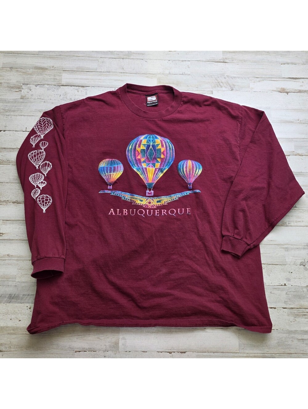 VTG Albuquerque New Mexico Hot Air Balloons Long Sleeve Sportex T-Shirt 2XL
